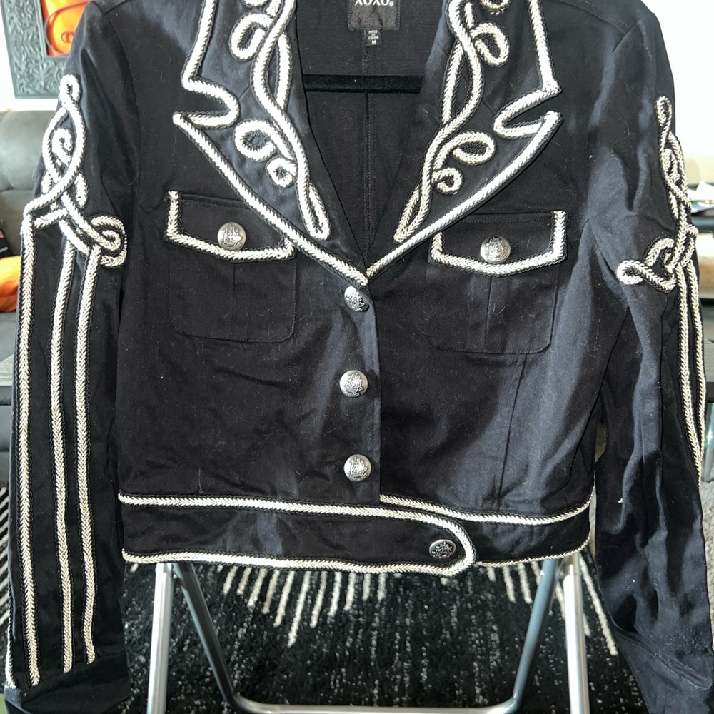 XOXO Black Blazer with Silver Detailing